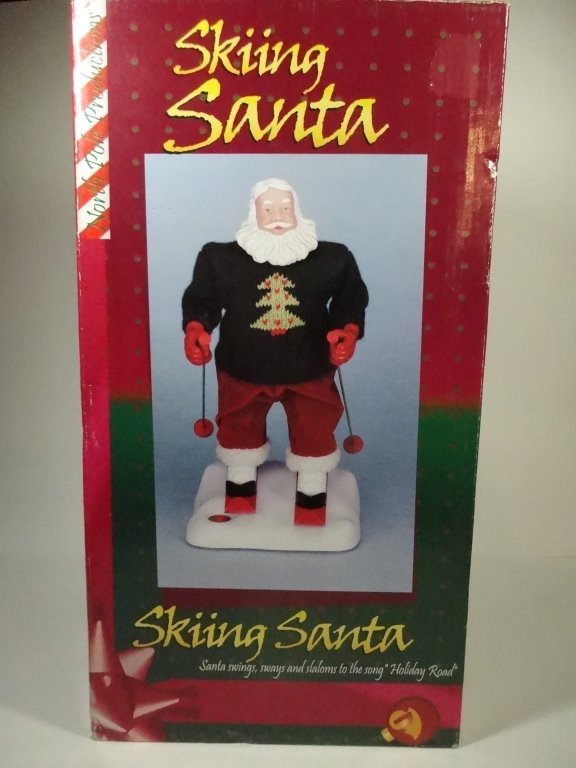 CHRISTMAS ANIMATED MUSICAL SKIING SANTA, WITH ORIGINAL: CHRISTMAS ANIMATED MUSICAL SKIING SANTA, WITH ORIGINAL BOX APPROX 14" X 7.5" X 7.25", SKU950.12 BX104