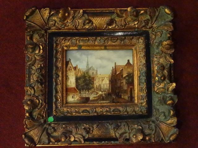 OIL ON BOARD PAINTING, EUROPEAN STREET SCENE, UNSIGNED, (1 of 6)