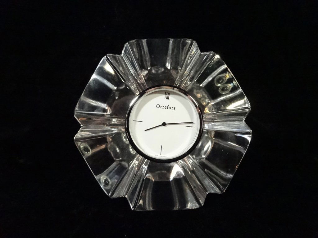 ORREFORS CRYSTAL CLOCK, APPROX 3 5/8" ACROSS (1 of 5)