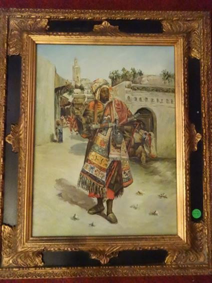 OIL ON BOARD PAINTING, MIDDLE EASTERN MAN WITH SWORD, (1 of 7)