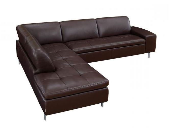 W. SCHILLIG 2 PC BROWN LEATHER SOFA, LEFT HAND CHAISE (1 of 10)