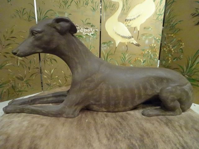 LARGE GREYHOUND SCULPTURE, COMPOSITE, 34"W X 16"H X (1 of 7)