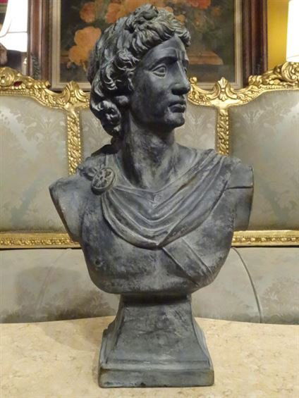 LARGE ROMAN STYLE BUST, BRONZE FINISH COMPOSITE, APPROX (1 of 4)