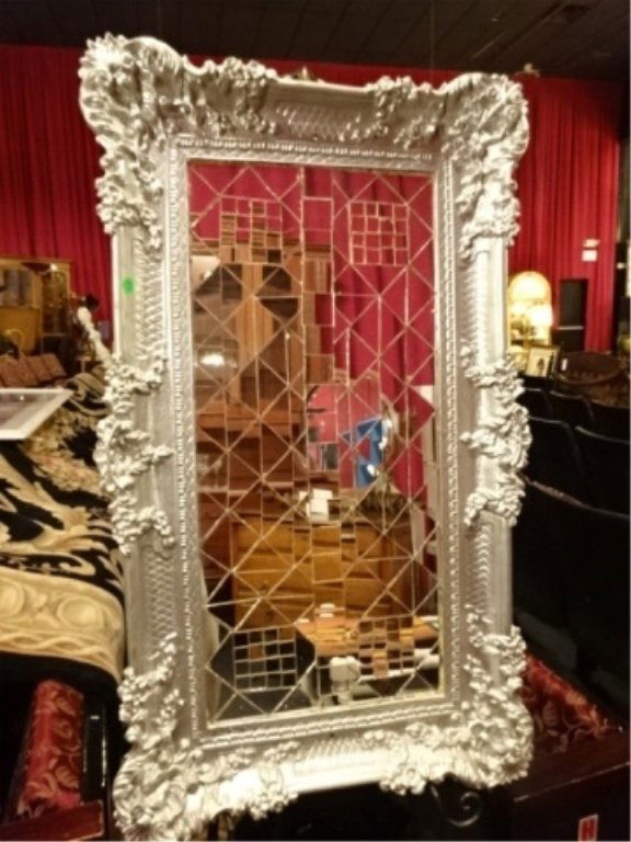 MOSAIC TILE MIRROR IN SILVER FINISH FRAME, APPROX 36.5" (1 of 4)