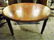 ANTIQUE WOOD DINING TABLE WITH 5 LEAVES, TURNED LEGS,