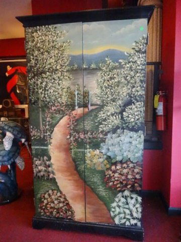 PAINTED WARDROBE ARMOIRE, WITH CLOTHES ROD OR SHELVES (1 of 6)