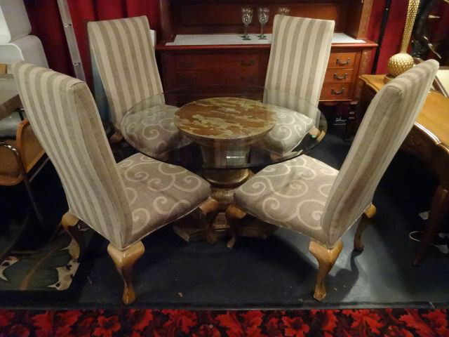 5 PC TUSCAN STYLE DINING SET, PEDESTAL DINING TABLE (1 of 8)