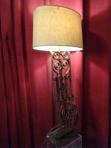 LARGE ARCHITECTURAL METAL LAMP, FORMED FROM ANTIQUE (1 of 7)