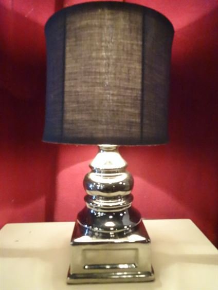 CHROME TABLE LAMP, BLACK SHADE, VERY GOOD CONDITION, (1 of 3)