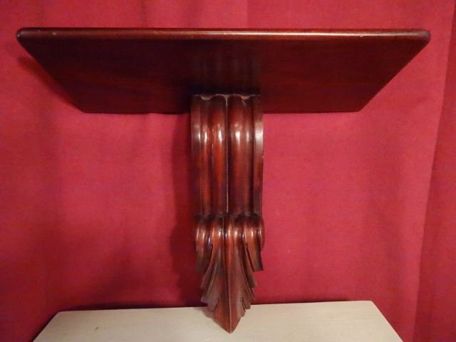 WOOD WALL SHELF BRACKET, VERY GOOD CONDITION, APPROX: WOOD WALL SHELF BRACKET, VERY GOOD CONDITION, APPROX 18" X 8" X 15", SKU967.10
