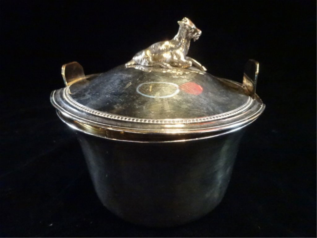CHRISTOFLE FRANCE SILVER PLATE BOWL, 3 PC WITH LID AND: CHRISTOFLE FRANCE SILVER PLATE BOWL, 3 PC WITH LID AND LINER, WITH CHRISTOFLE MARK, VERY GOOD CONDITION, 5"W X 4.5"H, SKU003.08