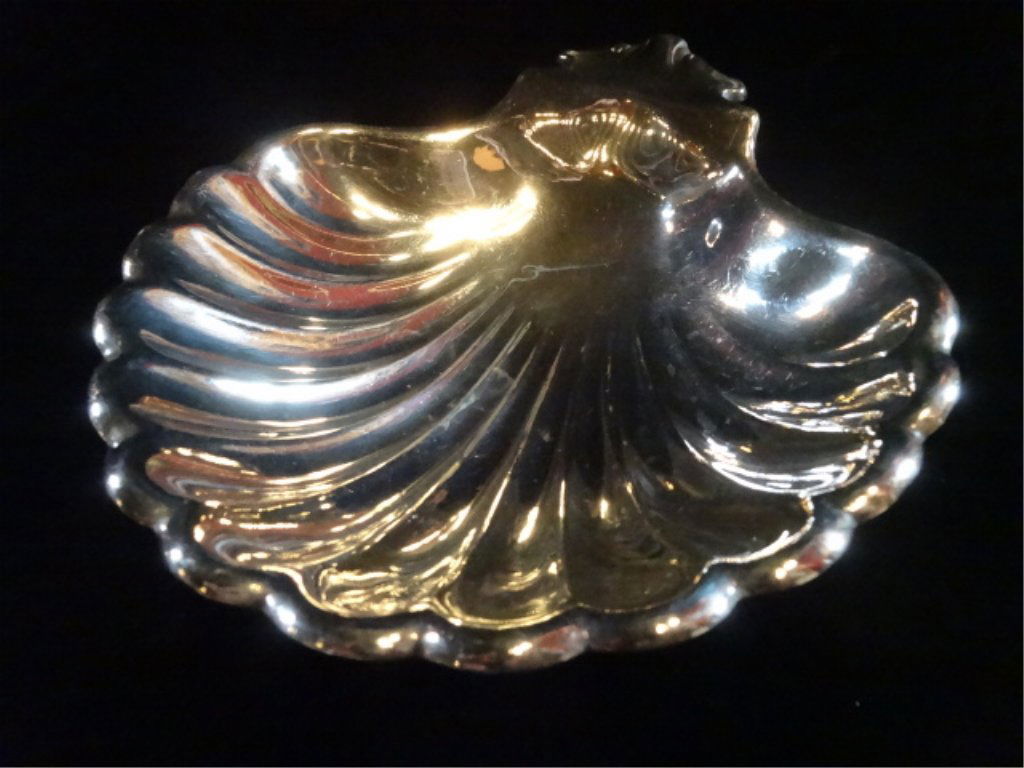 CHRISTOFLE FRANCE SILVER PLATE SHELL BOWL, WITH: CHRISTOFLE FRANCE SILVER PLATE SHELL BOWL, WITH CHRISTOFLE MARK, 7.75" X 7", SKU003.09