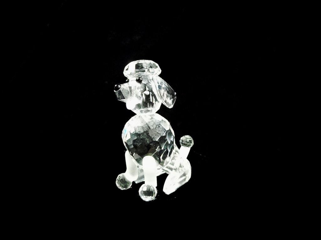 SWAROVSKI CRYSTAL SITTING POODLE FIGURINE, #181317, (1 of 4)
