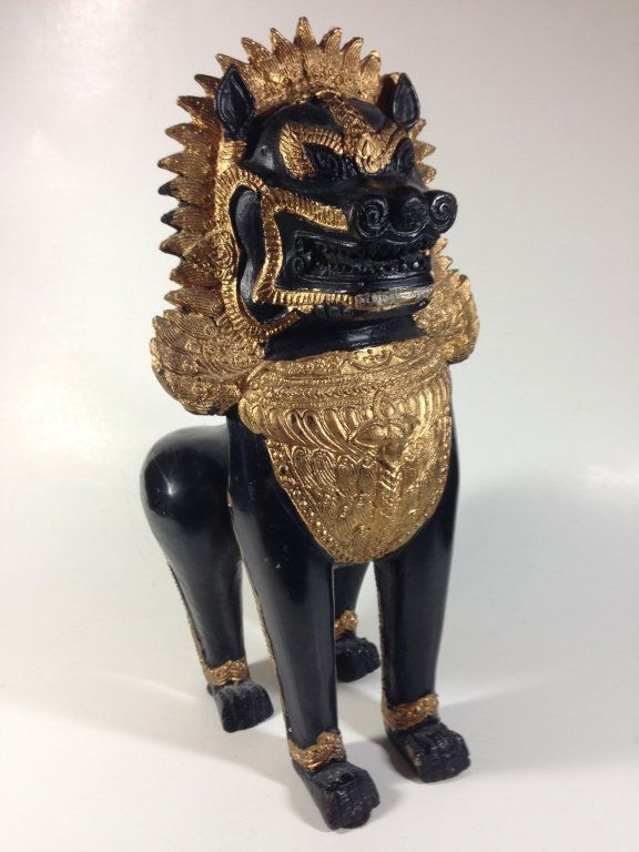 CHINESE FOO LION SCULPTURE, GILT & BRONZE FINISH METAL, (1 of 6)
