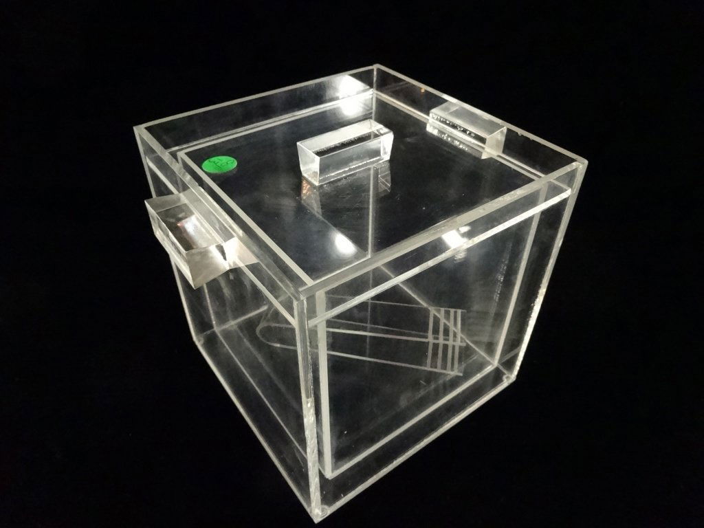 LUCITE ICE BUCKET WITH TONGS AND LID, VERY GOOD (1 of 5)