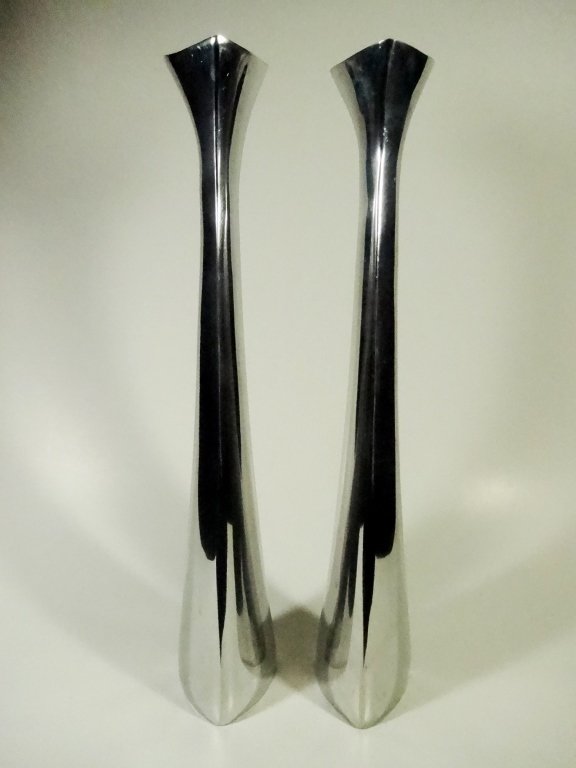 PAIR TALL NAMBE TRI-CORNER CANDLESTICKS, #597, MADE OF (1 of 6)