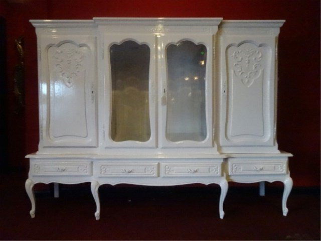 LOUIS XV STYLE CABINET, 2 GLAZED DOORS FLANKED BY TWIN (1 of 10)
