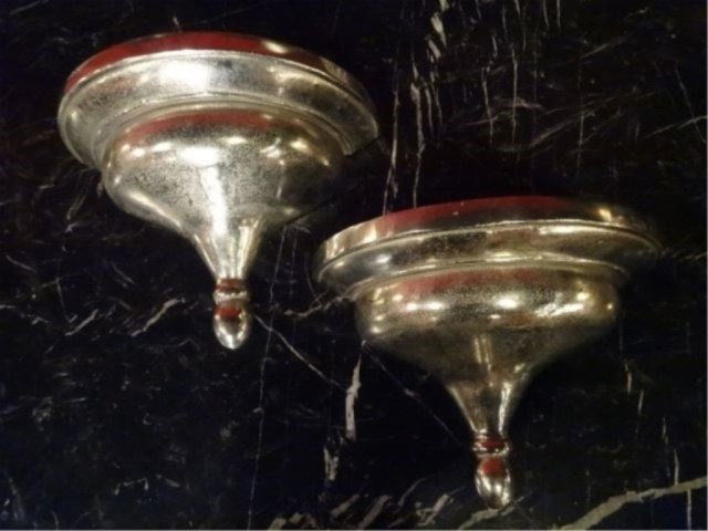 PAIR LARGE METAL WALL BRACKETS, SILVER FINISH, APPROX (1 of 7)