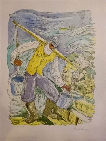 CHAIM GOLDBERG (1917-2004) SIGNED LITHOGRAPH, WATER (1 of 6)