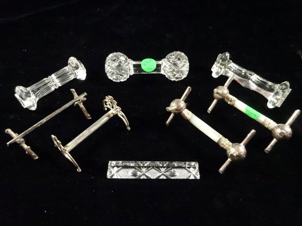 8 PC ASSEMBLED CRYSTAL AND METAL KNIFE RESTS, VARIOUS (1 of 4)