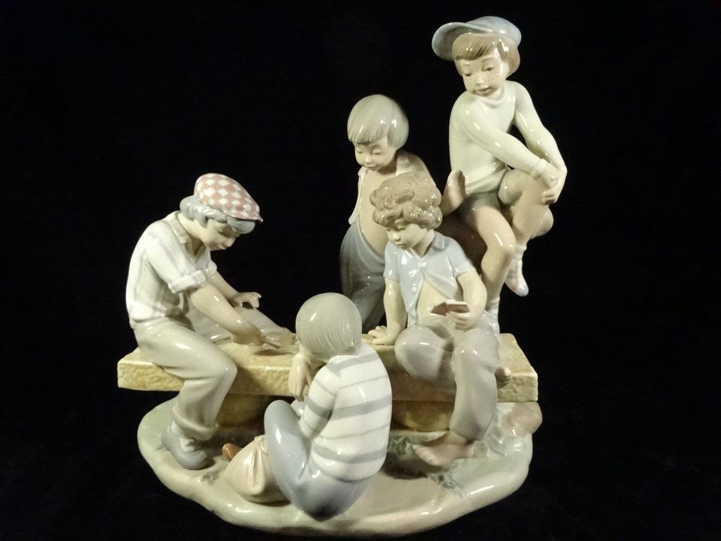 LLADRO/NAO PORCELAIN SCULPTURE, BOYS PLAYING CARDS, (1 of 7)
