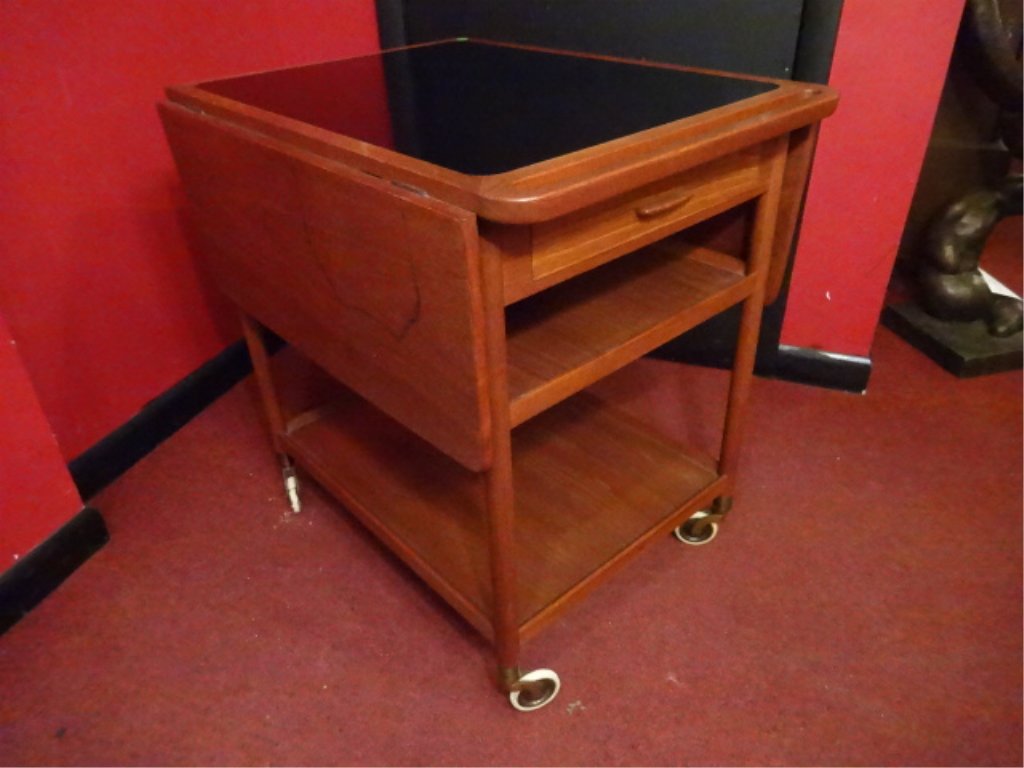 MID CENTURY MODERN BAR SERVING CART, CIRCA 1960's. DROP (1 of 5)