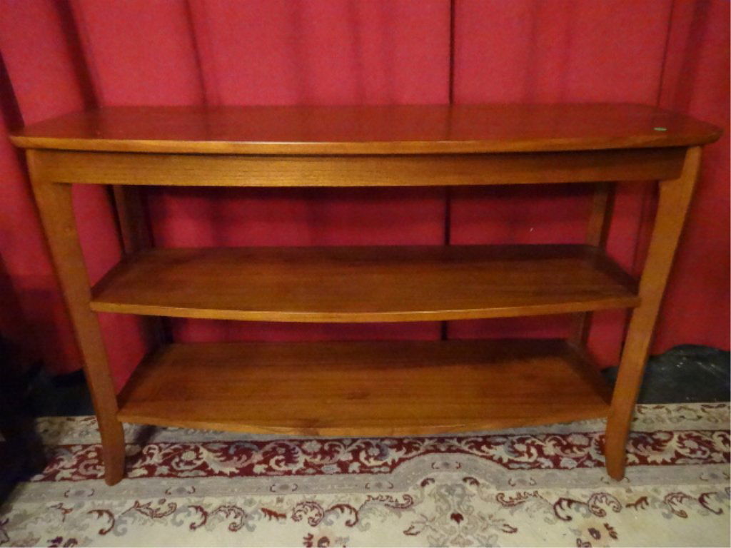 MID CENTURY MODERN CONSOLE TABLE/BOOKCASE, 2 SHELVES, (1 of 5)