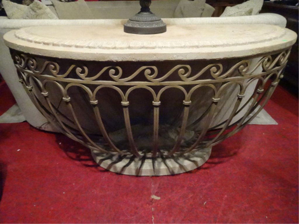 TUSCAN STYLE STONE AND METAL CONSOLE TABLE, VERY GOOD (1 of 4)
