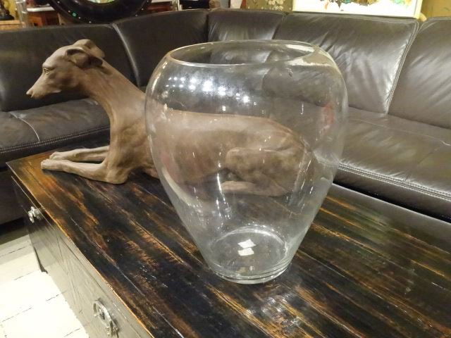 LARGE CLEAR GLASS VASE, 17"H X 14", SKU961.14 (1 of 3)