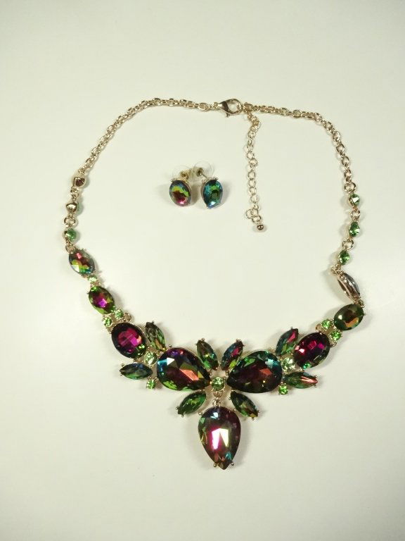 COSTUME JEWELRY SET, MULTICOLOR CRYSTAL/RHINESTONE, (1 of 7)