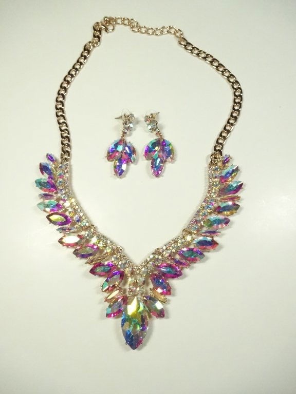 COSTUME JEWELRY SET, MULTICOLOR CRYSTAL/RHINESTONE, (1 of 8)