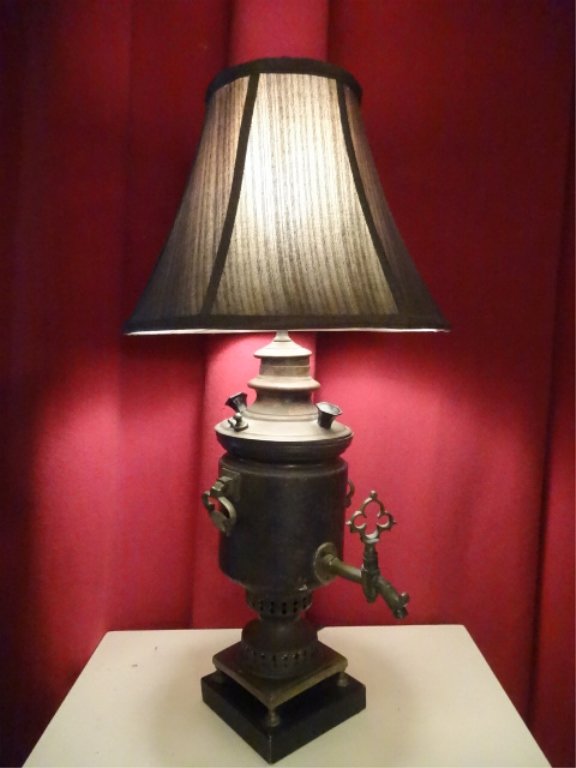 BRASS SAMOVAR STYLE TABLE LAMP, 27"H, SKU129.09 (1 of 7)