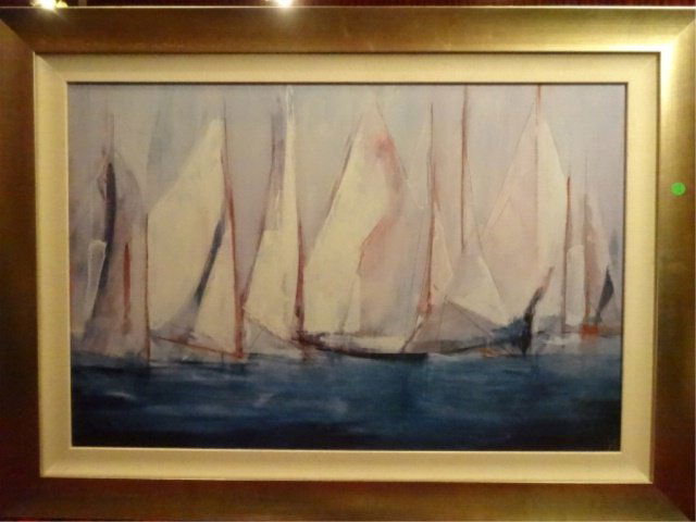 LARGE ENHANCED GICLEE ON BOARD, SAILBOATS, ARTIST (1 of 5)