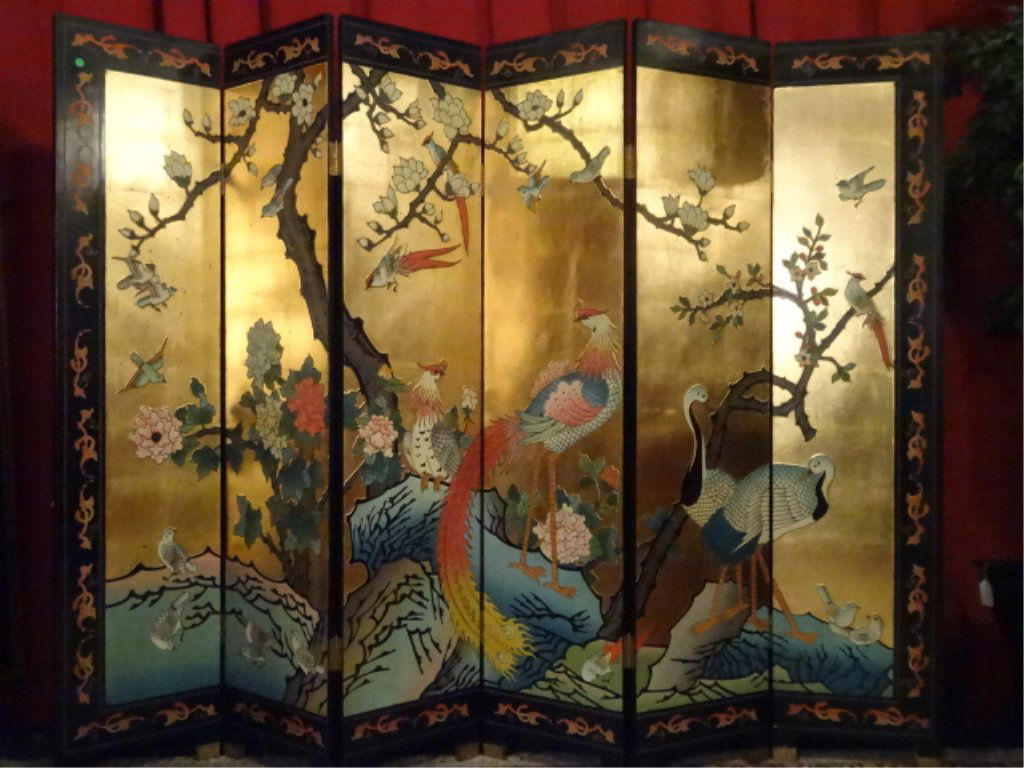 CHINESE CORMOMANDEL SCREEN, GOLD GILT AND PAINTED, 6 (1 of 9)