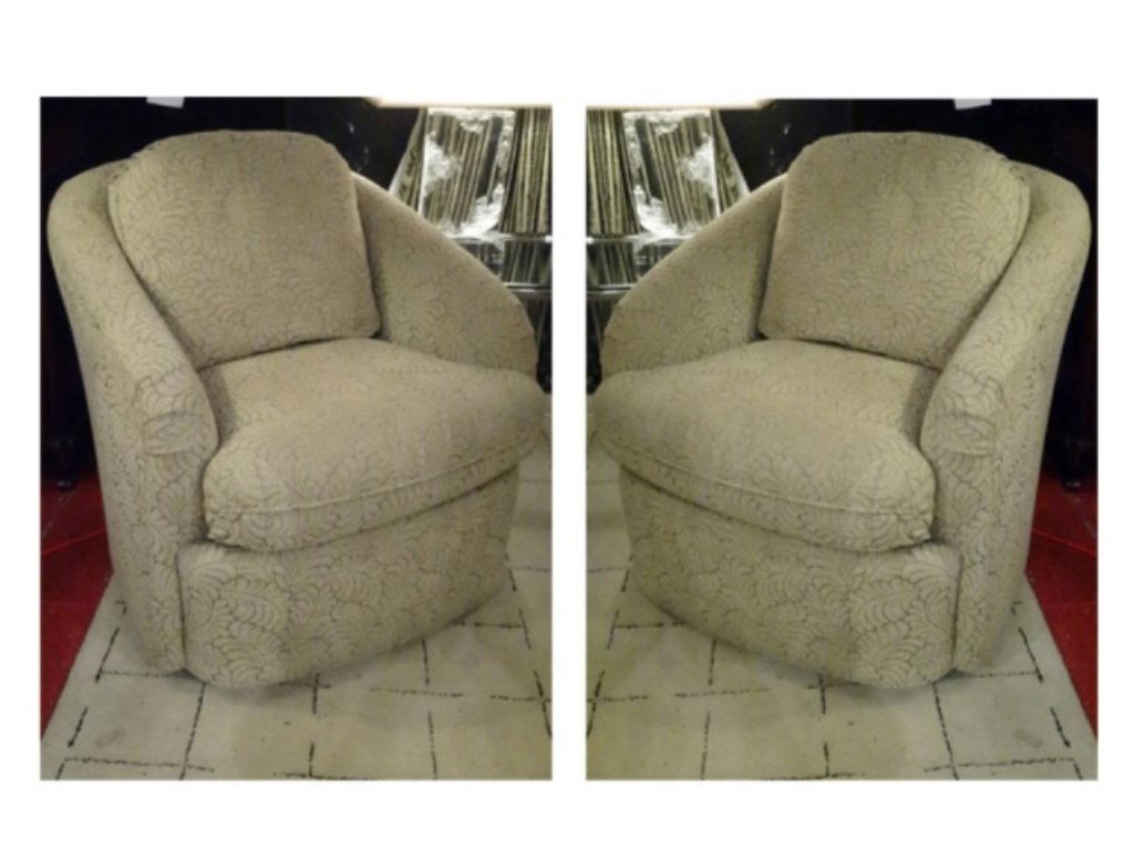 PAIR BERNHARDT SWIVEL ARM CHAIRS, CHAMPAGNE GOLD (1 of 8)