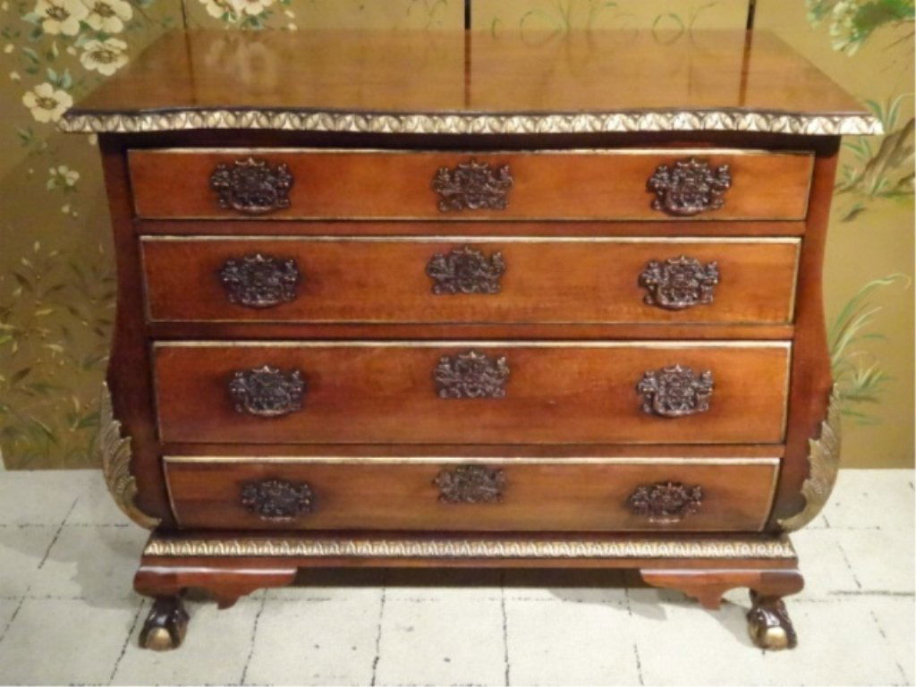 CENTURY FURNITURE CHIPPENDALE CHEST, 4 DRAWERS, GILT (1 of 8)