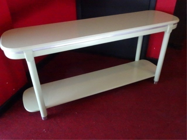 MID CENTURY MODERN CONSOLE TABLE, 2 TIERS, METAL ACCENT (1 of 4)