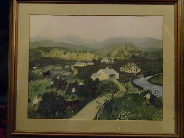 GRANDMA MOSES PRINT, FARM SCENE, PLATE SIGNED, FRAMED (1 of 9)