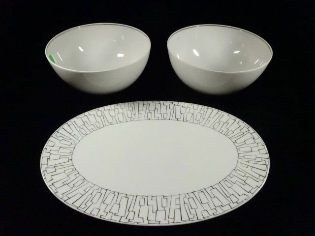 3 PC ROSENTHAL PORCELAIN SERVEWARE, 2 WHITE BOWLS AND (1 of 4)