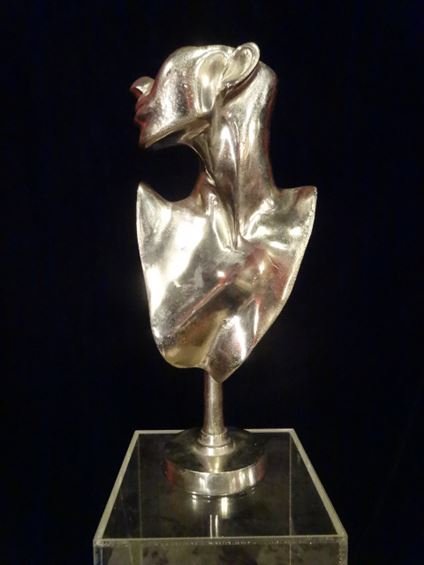 LARGE ALUMINUM FEMALE BUST SCULPTURE, #1 OF TWO (1 of 5)