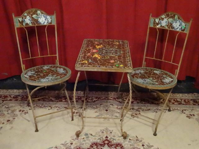 3 PC METAL AND MOSAIC TILE BISTRO SET, TABLE AND 2 (1 of 7)