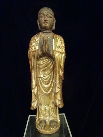 CHINESE CARVED GILT WOOD STANDING BUDDHA, #2 OF TWO (1 of 7)