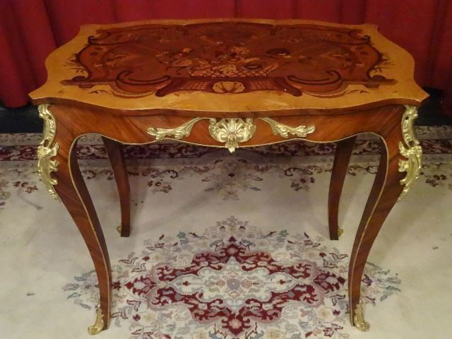 LOUIS XV STYLE MARQUETRY TABLE, GILT METAL MOUNTS, (1 of 10)
