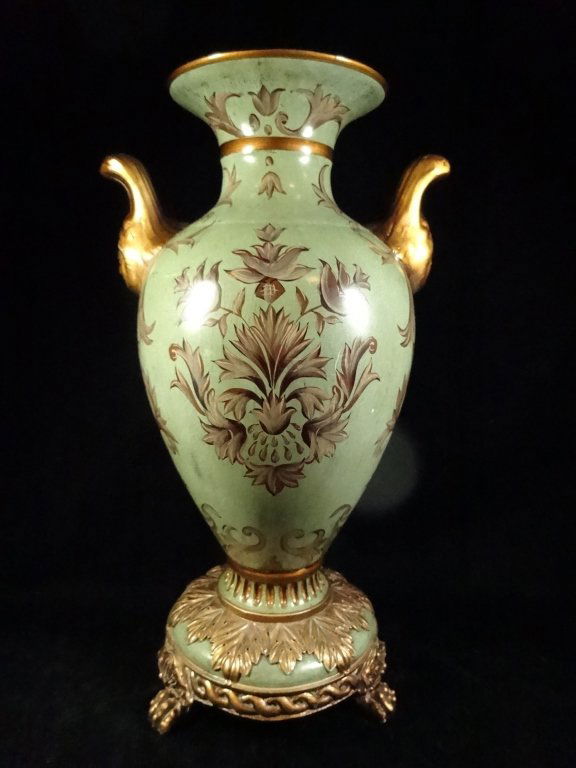 LARGE GREEN DECORATIVE VASE, COMPOSITE, APPROX 17 3/8"H (1 of 6)