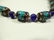 TURQUOISE & LAPIS BEAD NECKLACE, CORAL ACCENT ON CLASP, - 2