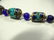 TURQUOISE & LAPIS BEAD NECKLACE, CORAL ACCENT ON CLASP, - 3