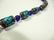 TURQUOISE & LAPIS BEAD NECKLACE, CORAL ACCENT ON CLASP, - 4
