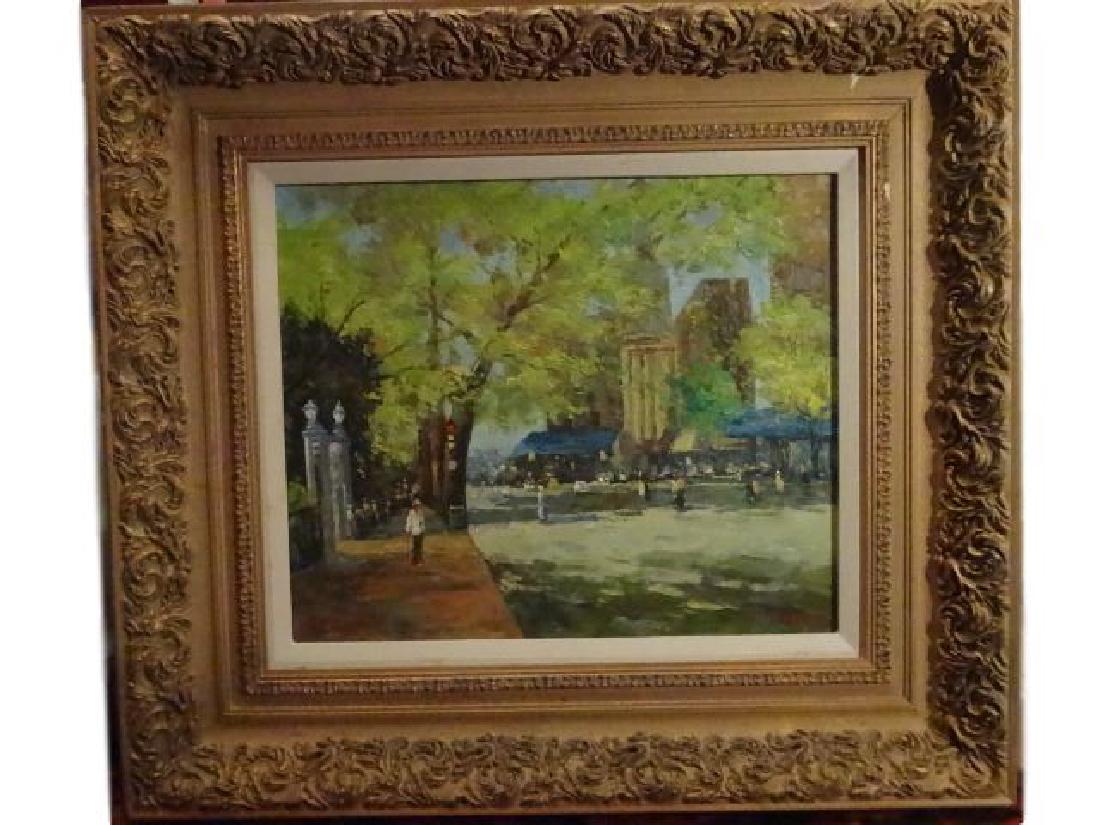 LARGE OIL PAINTING ON CANVAS, PARIS STREET SCENE, (1 of 10)