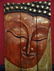 BUDDHA HEAD TRIPTYCH WALL SCULPTURE, CARVED WOOD, GILT