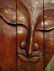 BUDDHA HEAD TRIPTYCH WALL SCULPTURE, CARVED WOOD, GILT - 2